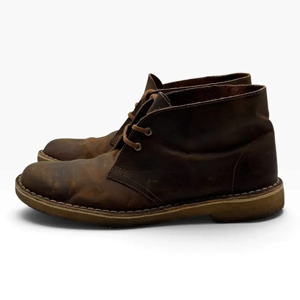 Clarks Originals Desert Boot Mens 10 Beeswax Brown Leather Chukka Crepe Sole